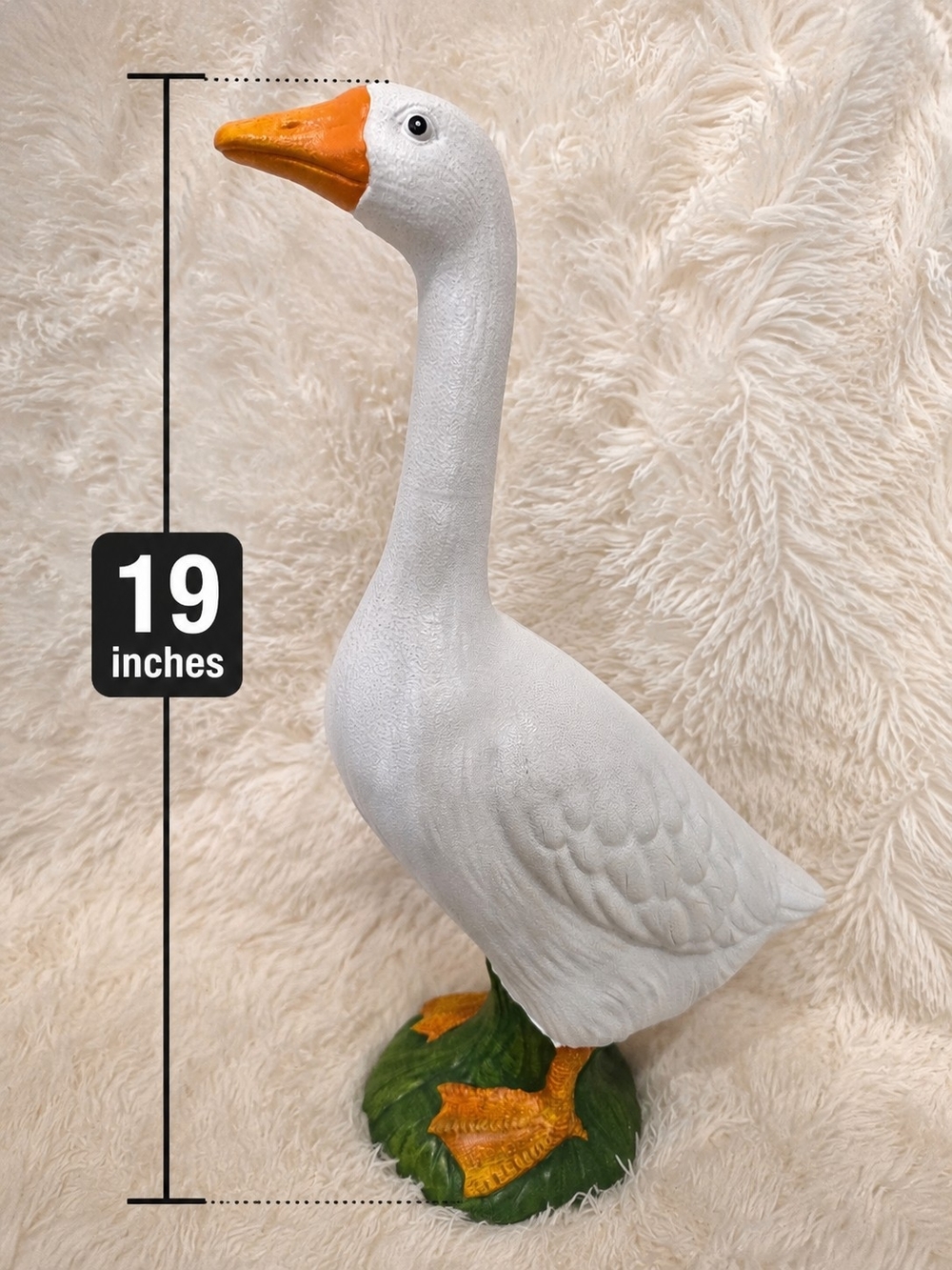 Resin 19" White Porch Goose Figurine with Orange Beak - Picture 2 of 13